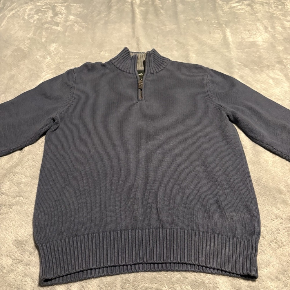 Eddie Bauer Sweater Men Medium Blue Turtleneck Quarter Zip Pull Over - Picture 2 of 16